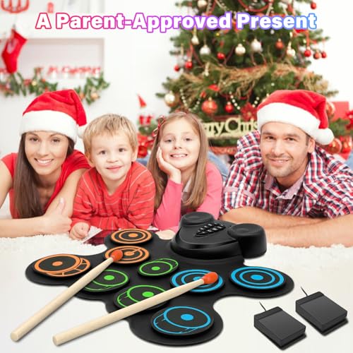 BESFAN Portable Electronic Drum Pad Set for Kids 10 Pads Roll up Drum Practice Pad with Pedals Stick Headphone Musical Instruments for Kids Age 69 Great Holiday Christmas Birthday Gift - Image 3