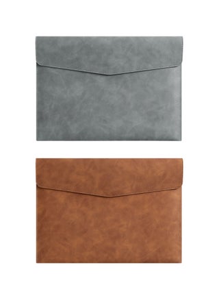 2PCS Leather A4 File Folder, Waterproof PU Wallets Document Holder with Snap Popper Closure, Portable Portfolio Envelope Organizer Case Pockets for Travel Meeting Business Office Tablet (Gray, Brown) - pzsku/ZAA5922C2FC85690581F1Z/45/1746206542/3968aa5e-40bc-4ee7-9781-5de7d80e3e7b