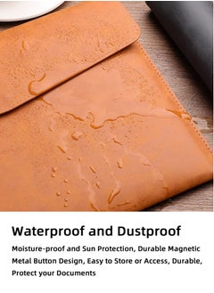 Teuuea 2PCS Leather A4 File Folder, Waterproof PU Wallets Document Holder with Snap Popper Closure, Portable Portfolio Envelope Organizer Case Pockets for Travel Meeting Business Office Tablet (Gray, Brown)  - Image 3