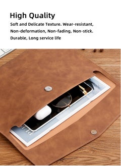 Teuuea 2PCS Leather A4 File Folder, Waterproof PU Wallets Document Holder with Snap Popper Closure, Portable Portfolio Envelope Organizer Case Pockets for Travel Meeting Business Office Tablet (Gray, Brown)  - Image 2