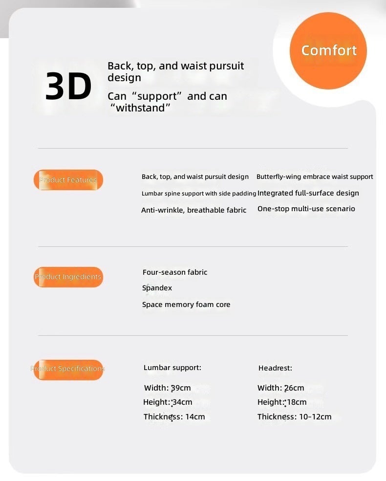 Car Lumbar Support Pillow with Headrest, Memory Foam Cushion for Seat Comfort - Wholesale  Available - Image 2