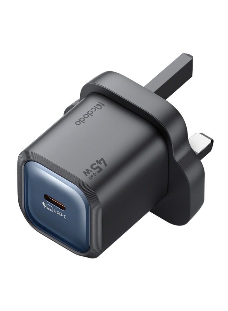 Mcdodo CH-4380 45W USB-C PD Ultimate Mini GaN Fast Charger UK Plug Black Single Port Type-C Wall Adapter - Image 1