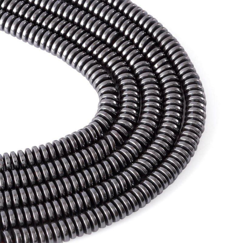 Craftdady 5 Strands 6mm Black Heishi Disc Synthetic Hematite Beads Metallic Flat Round Coin Disk Imitation Gemstone Loose Beads for Jewelry Craft Making 900Pcs