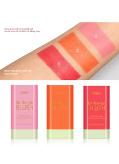 Vibely On The Go Blush,Blush Stick Blush Makeup Wand, Cream Blush For Cheeks Tint,Long-Wearing,Natural-Looking Face Foundation Nude Orange Blusher for Daily Wear 3D Wonder Stick #V02  - Image 4
