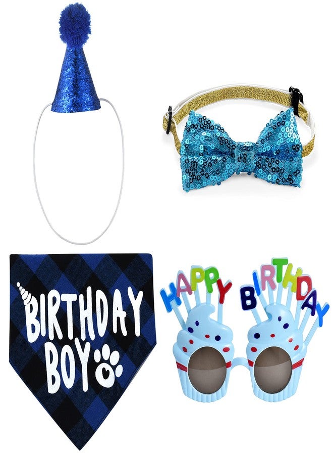 Avaner Dog Birthday Bandana Set, Pet Birthday Party Hat Bandana Bowtie Set for Small Medium Dogs Cats - Image 1