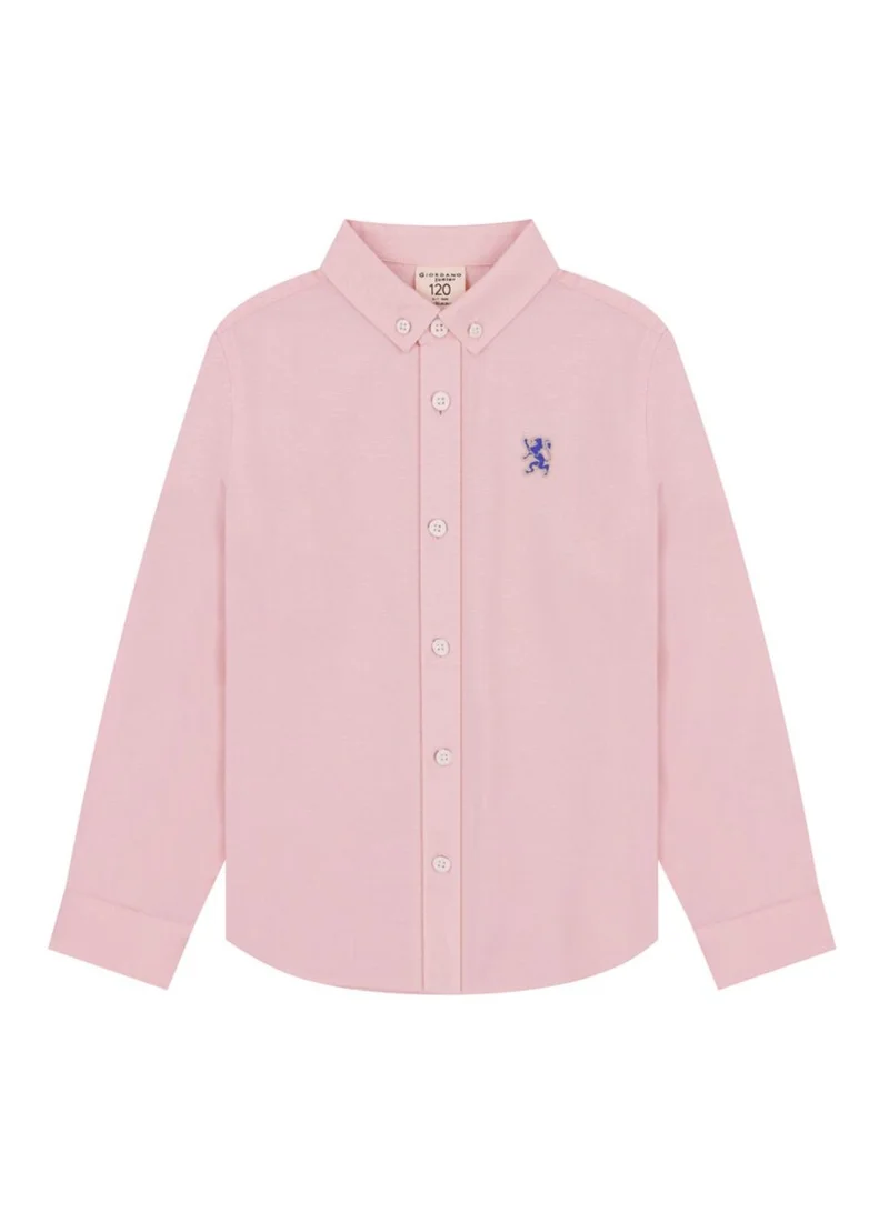 GIORDANO Kids Lion Oxford Shirt - Pink