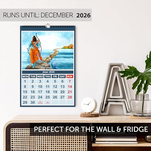 AccuPrints® Religious Hindu Wall Hanging Calendar 2026 - Size (14 x 20) inch For Office Home (35.5 x 50) cm- (Hindu wall calendar) - Image 2