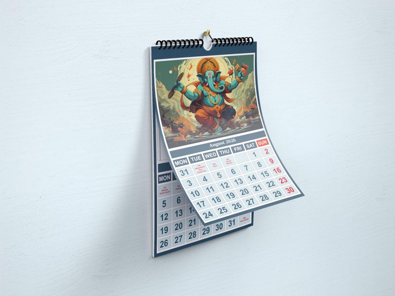 AccuPrints® Religious Hindu Wall Hanging Calendar 2026 - Size (14 x 20) inch For Office Home (35.5 x 50) cm- (Hindu wall calendar) - Image 5