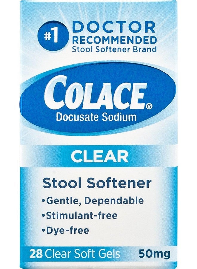 COLACE Clear Docusate Sodium Stool Softener 50Mg, 28 Count Per Box (3 Pack) - Image 1