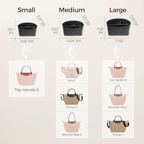 ZTUJO Purse Organizer Insert For Handbags For Le Pliage Ultralight Waterproof DupontPaper Upgraded Purse Organizer Insert Black Medium - Image 3