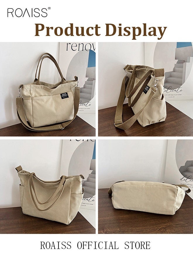 roaiss Large Capacity Shoulder Bag Durable Macaron Color Scheme Smooth Zipper Solid Color Tote Bag - Image 4
