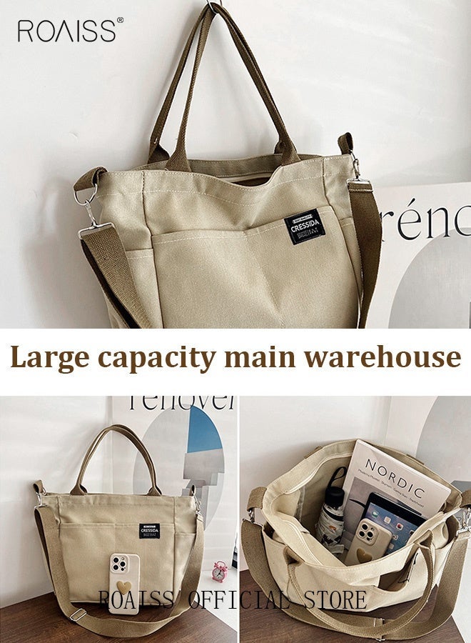 roaiss Large Capacity Shoulder Bag Durable Macaron Color Scheme Smooth Zipper Solid Color Tote Bag - Image 5