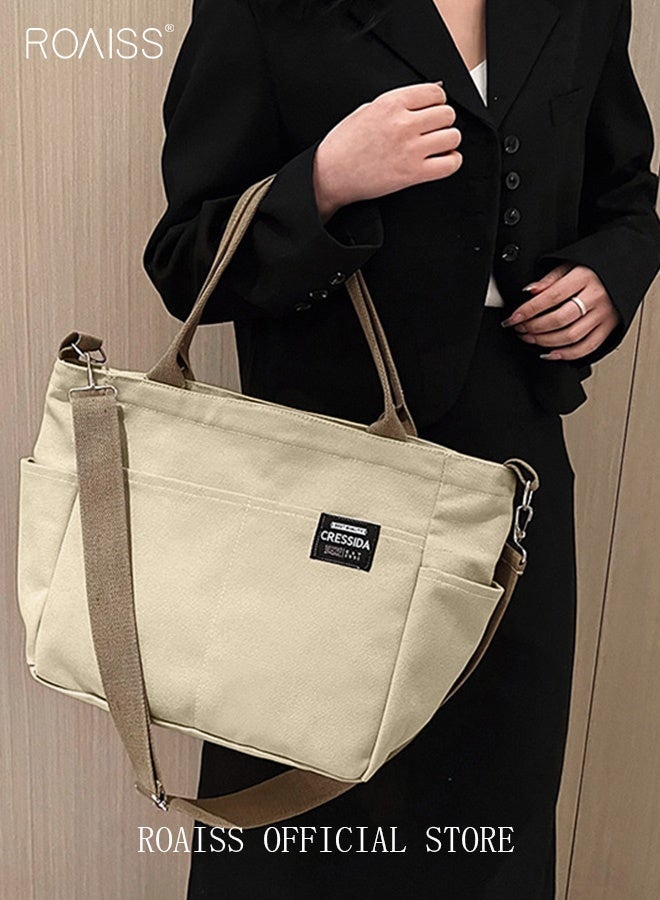 roaiss Large Capacity Shoulder Bag Durable Macaron Color Scheme Smooth Zipper Solid Color Tote Bag - Image 3