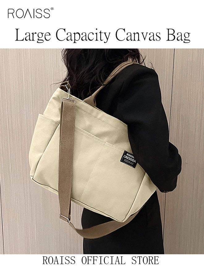 roaiss Large Capacity Shoulder Bag Durable Macaron Color Scheme Smooth Zipper Solid Color Tote Bag - Image 2