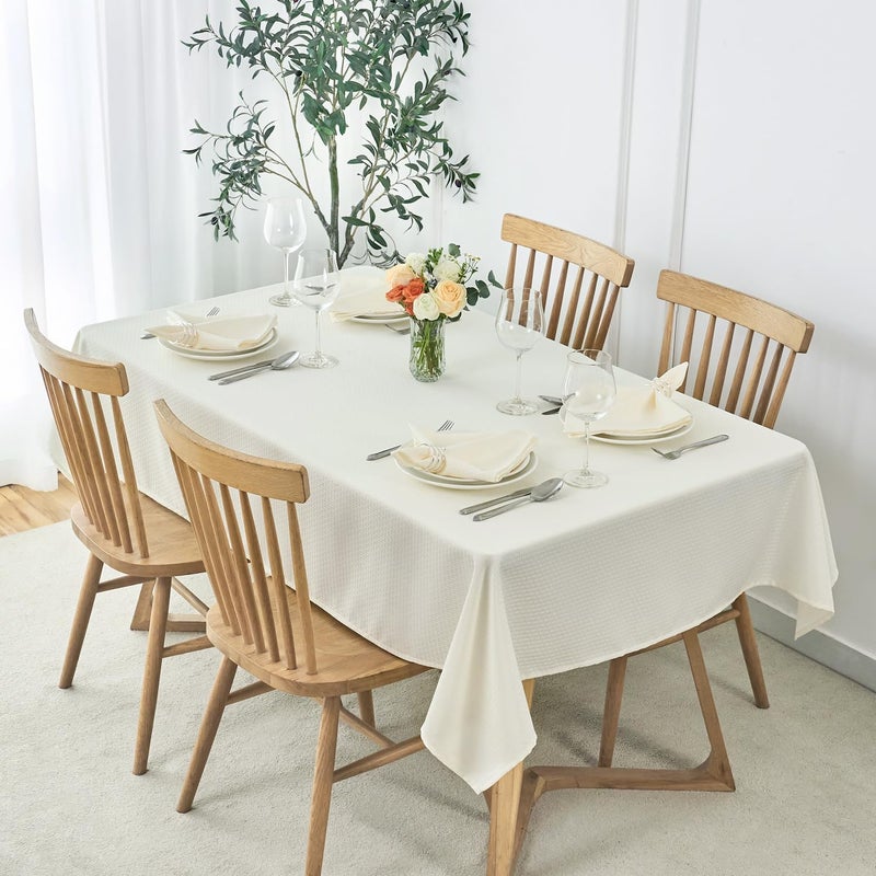 maxmill Cloth Napkins 20 x 20 Inch Weaved Texture Pattern Soft Comfortable and Luxury Serviette for Restaurant Family Dinners Weddings Parties and Banquets Set of 4 Pieces Ivory - Image 2