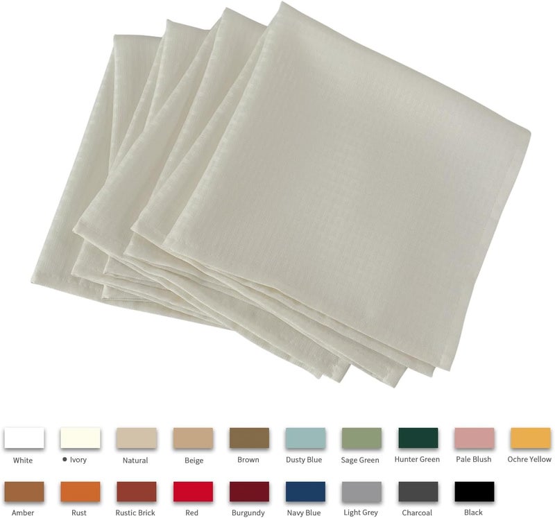 maxmill Cloth Napkins 20 x 20 Inch Weaved Texture Pattern Soft Comfortable and Luxury Serviette for Restaurant Family Dinners Weddings Parties and Banquets Set of 4 Pieces Ivory - Image 4