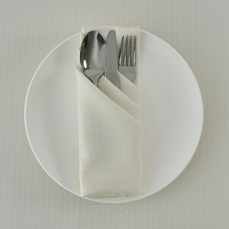 maxmill Cloth Napkins 20 x 20 Inch Weaved Texture Pattern Soft Comfortable and Luxury Serviette for Restaurant Family Dinners Weddings Parties and Banquets Set of 4 Pieces Ivory - Image 5