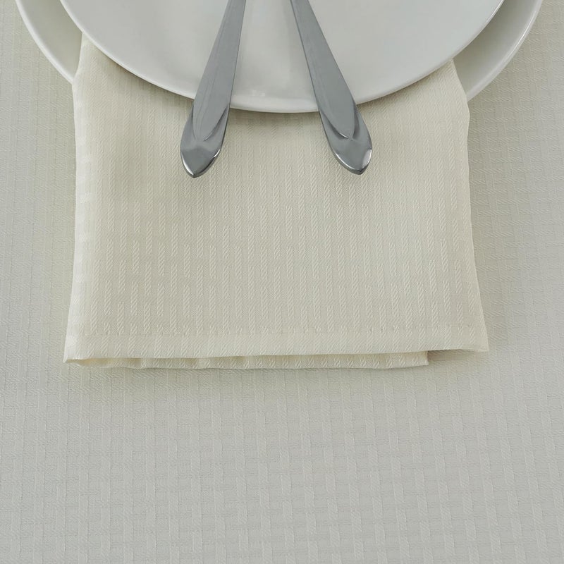 maxmill Cloth Napkins 20 x 20 Inch Weaved Texture Pattern Soft Comfortable and Luxury Serviette for Restaurant Family Dinners Weddings Parties and Banquets Set of 4 Pieces Ivory - Image 3