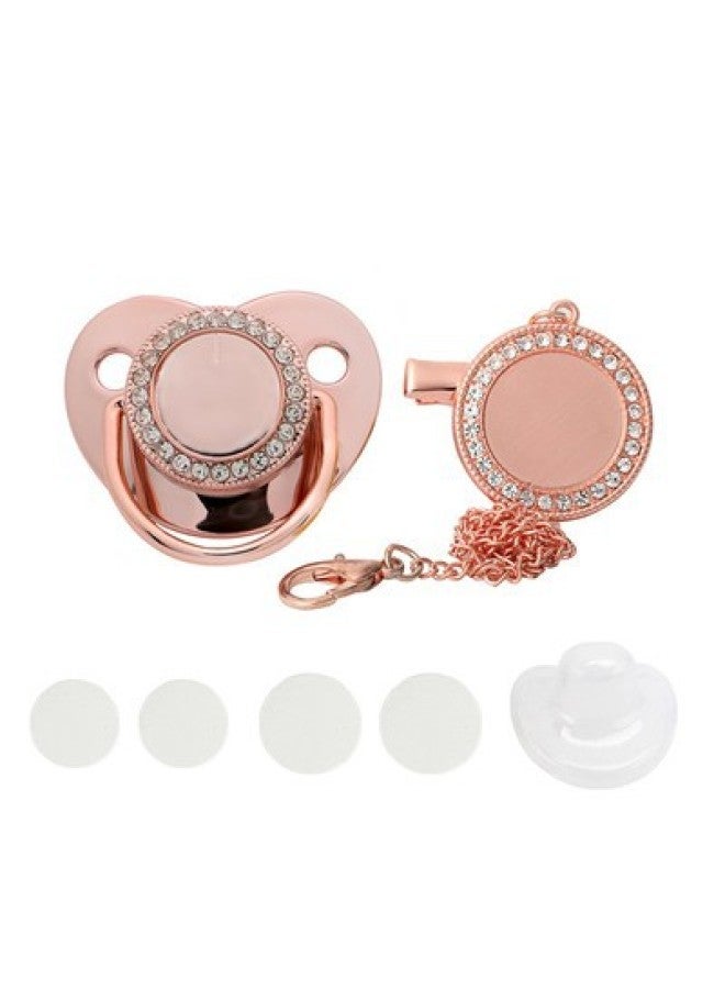 Popular Baby Pacifier With Diamond Chain Play Mouth Silicone Sleeping-shaped Thermal Transfer Blank Nipple