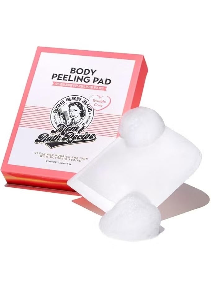 Moms Bath Recipe Mom's Bath Recipe Body Peeling Pad Trouble Care, Acne Remover All in One Bubble Body Wash & Scrub Gloves with BHA & Cica, Exfoliating Washcloth for Dead Skin Cells, Body Acne Breakouts, 8 Sheets - Image 1
