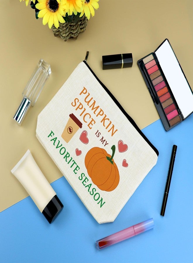 Mikela Pumpkin Themed Gifts Pumpkin Spice Makeup Bag Pumpkins Lover Gifts for Women Halloween Pumpkins Cosmetic Bag Halloween Party Inspired Gift Bags Travel Make Up Pouch Friendship Friend Birthday Gift - Image 3