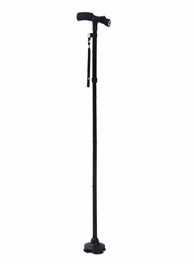 Maharsh Magic Cane Folding LED Safety Walking Stick 4 Head pivoting Trusty Base (Black) - Image 1