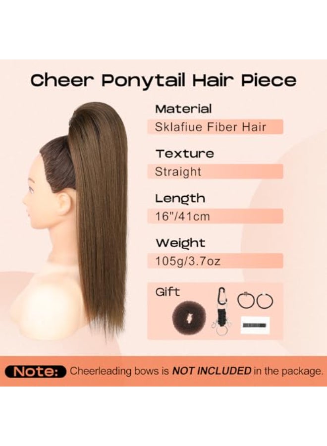 SEIKEA Ponytail Extension Cheer Ponytail Hair Piece 16 Cheerleader Straight Ponytail Hairpiece Mocha Melt for Cheerleader Competition Dance - Image 3