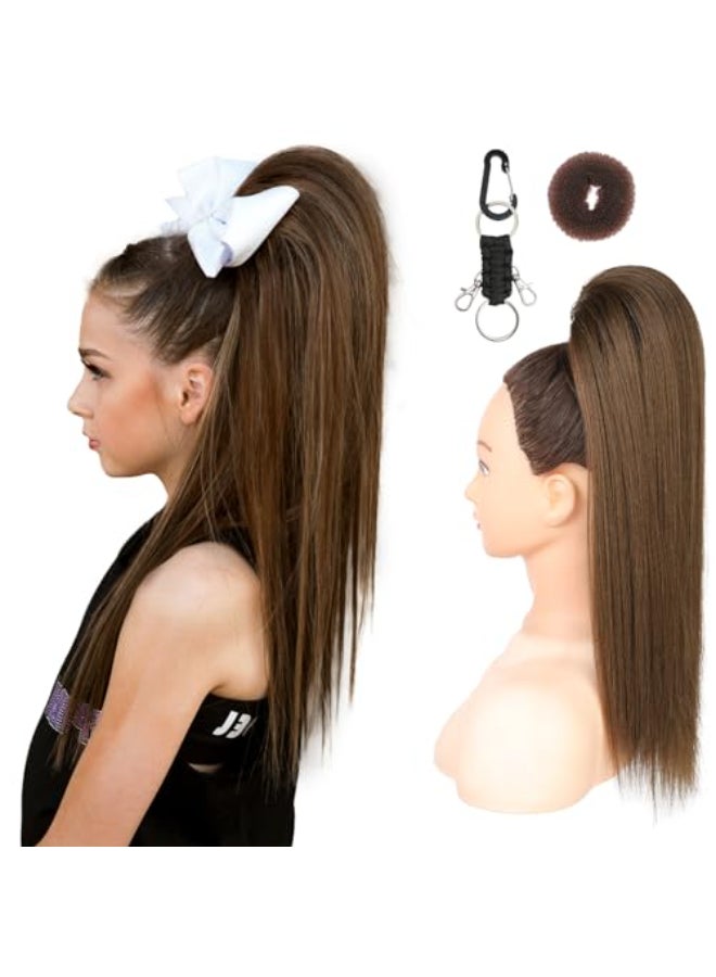 SEIKEA Ponytail Extension Cheer Ponytail Hair Piece 16 Cheerleader Straight Ponytail Hairpiece Mocha Melt for Cheerleader Competition Dance - Image 1