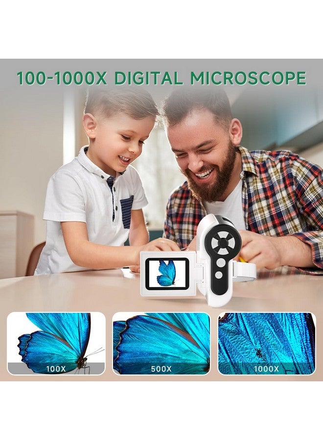 Dcorn Microscope for Kids, [3-in-1] 1000X Handheld Mini Scope with 2" LCD Screen, Portable Miniscope for Kids 8-12 Halloween Christmas Birthday Edu Gifts, 32GB TF Card Included - Image 2