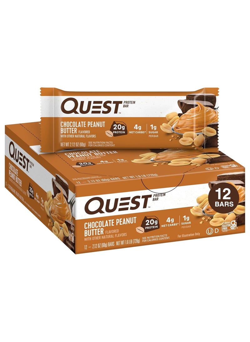 Quest Protein Bar Chocolate Peanut Butter 60g Pack of 12 - Image 1