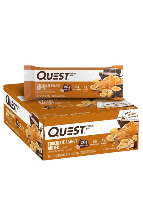 Quest Protein Bar Chocolate Peanut Butter 60g Pack of 12