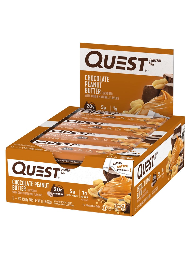 Quest Protein Bar Chocolate Peanut Butter 60g Pack of 12