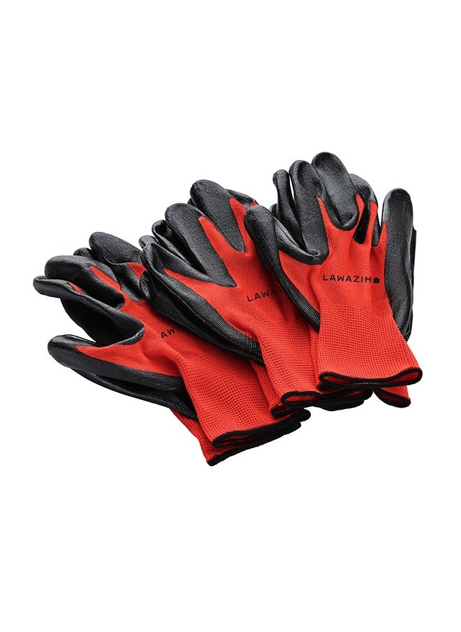 LAWAZIM 3-Pairs Cotton Working Gloves - Red  - Image 1
