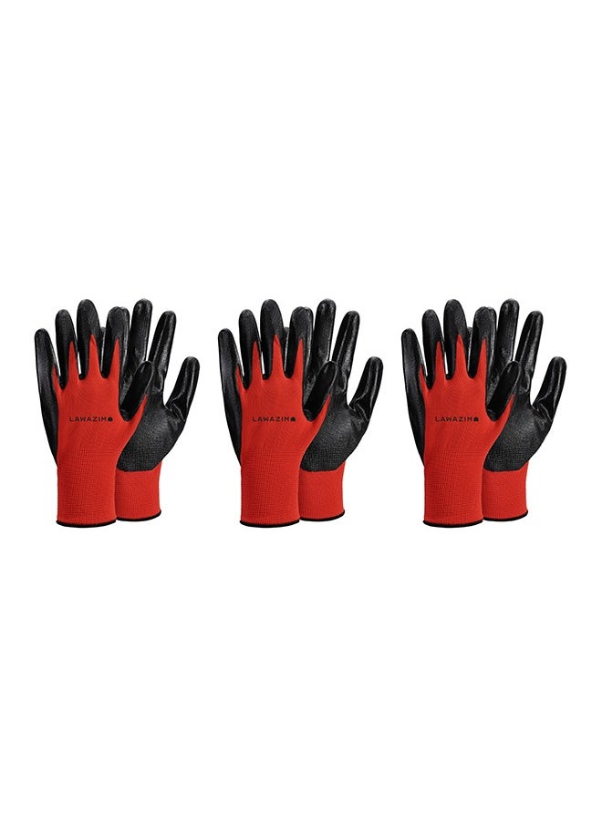 LAWAZIM 3-Pairs Cotton Working Gloves - Red  - Image 2