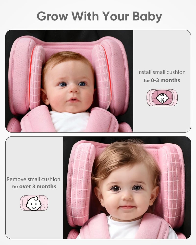 TinlyFinly Infant Insert Compatible with Doona, Graco, Britax, Chicco, Evenflo Car Seat, Adjustable Baby Head Body Support Cushion for Newborn to Toddler, Fits Infant Car Seat and Stroller (Pink) - Image 5