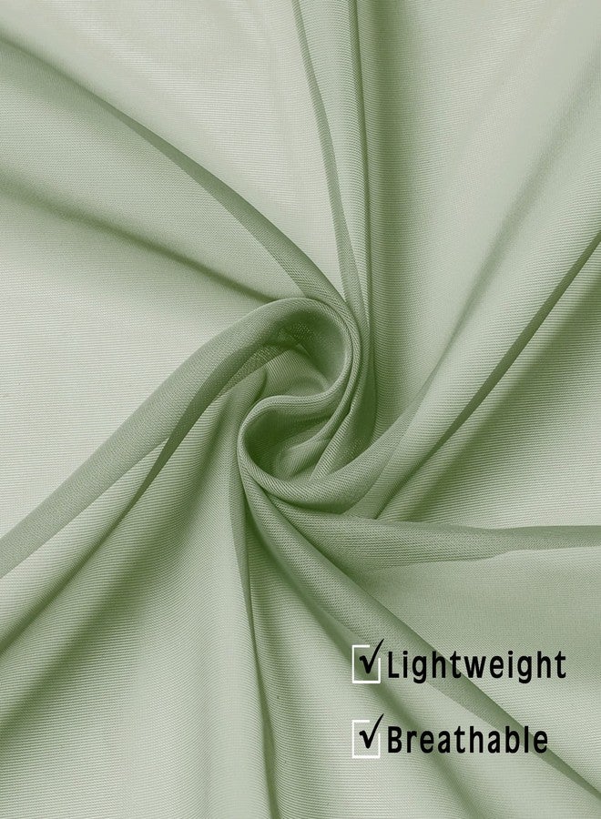 OVZME 2 Panels Window Sage Green Sheer Curtains 42" x 45" Inches for Small Windows, Soft Touching Top Dual Rod Pocket Drapes for Living Room & Bedroom - Image 4