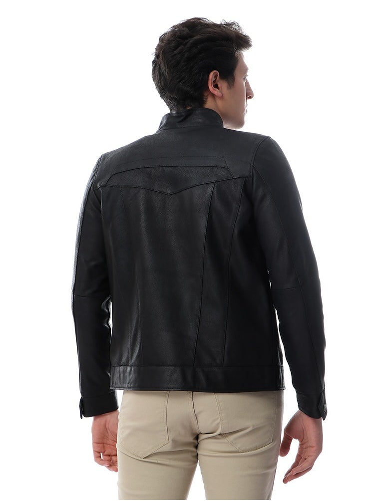 Generic Leather Jacket Mens (C44) Real Lambskin Leather Distressed Motorcycle Jacket  - Image 3