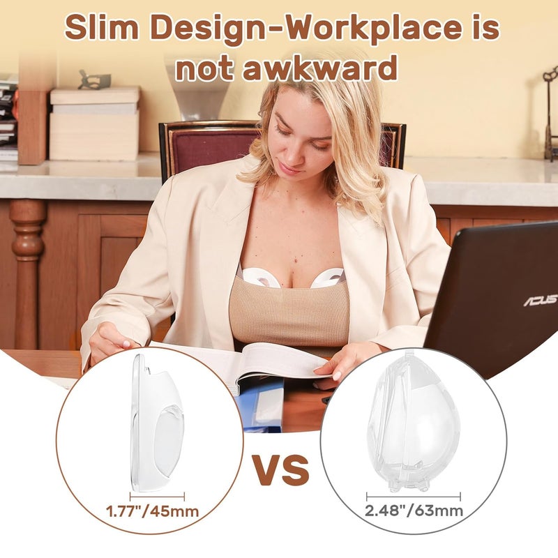 NCVI مجموعة NCVI لجمع حليب الثدي من السيليكون للاستخدام الليلي، قواقع ثدي قابلة للفصل، خالية من BPA، أكواب رضاعة غير مرئية، تناسب حمالة الصدر العادية 70 مل - Image 4