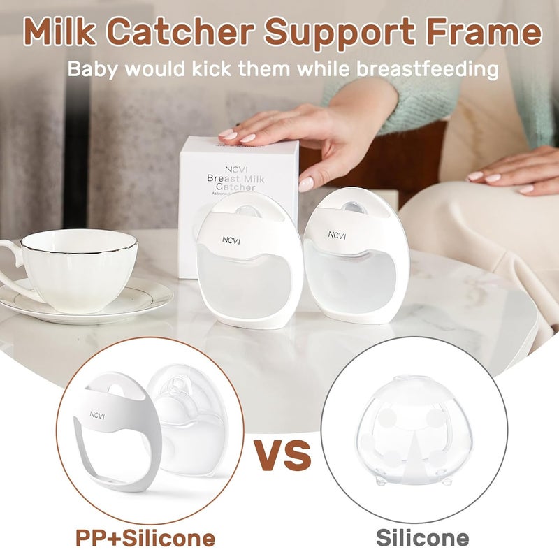 NCVI مجموعة NCVI لجمع حليب الثدي من السيليكون للاستخدام الليلي، قواقع ثدي قابلة للفصل، خالية من BPA، أكواب رضاعة غير مرئية، تناسب حمالة الصدر العادية 70 مل - Image 5