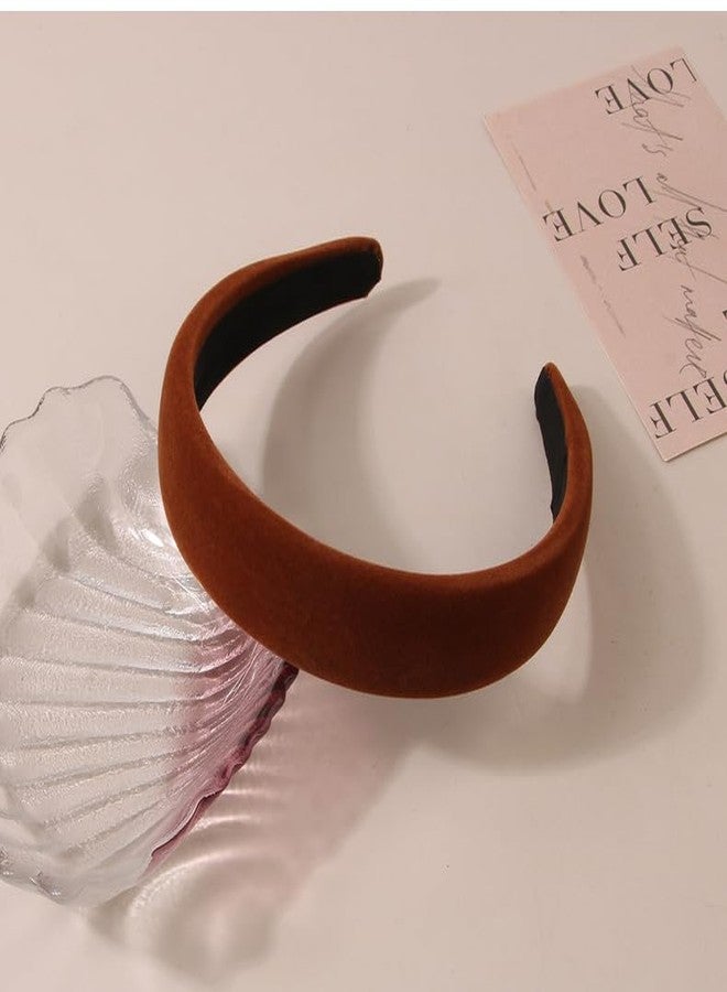 Lvyeer Brown Velvet Padded Headbands for Women Fashion Non slip Comfortable Head Bands for Women (brown, one size) - Image 4