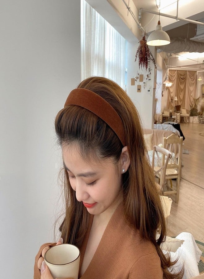 Lvyeer Brown Velvet Padded Headbands for Women Fashion Non slip Comfortable Head Bands for Women (brown, one size) - Image 2