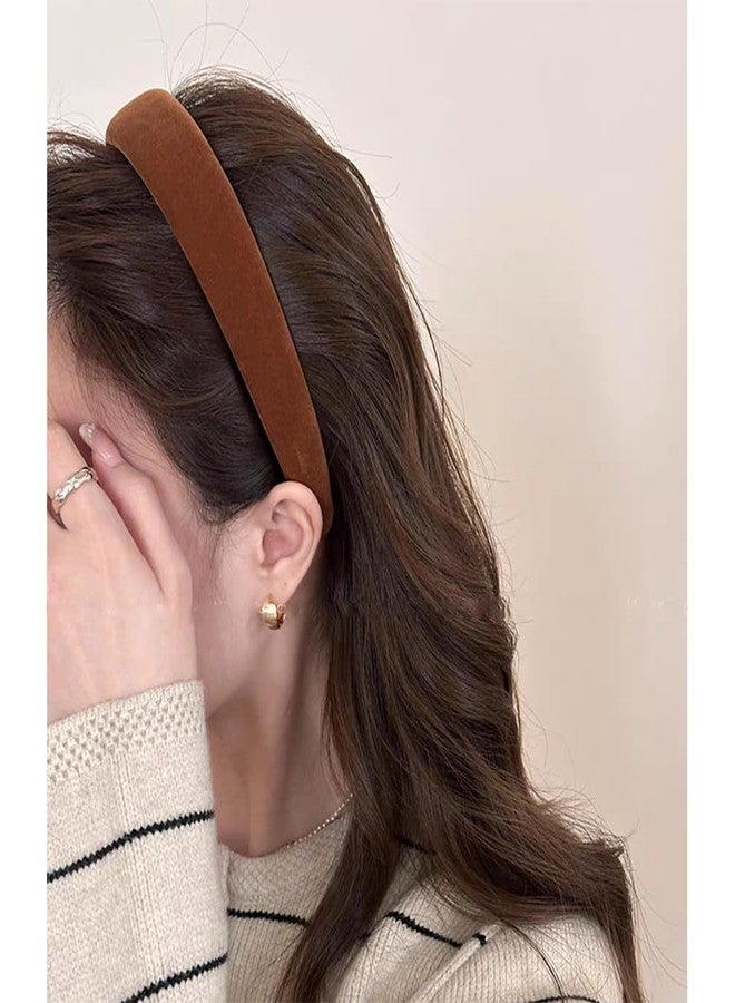 Lvyeer Brown Velvet Padded Headbands for Women Fashion Non slip Comfortable Head Bands for Women (brown, one size) - Image 3