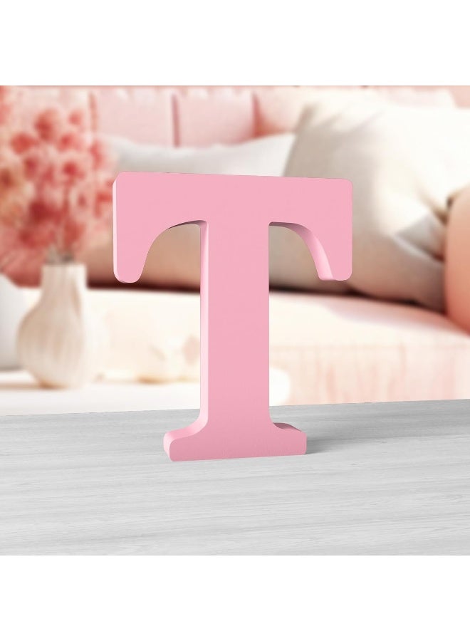 TPGP 6 Inch Pink Wood Letter T For Wall Decor - Image 1