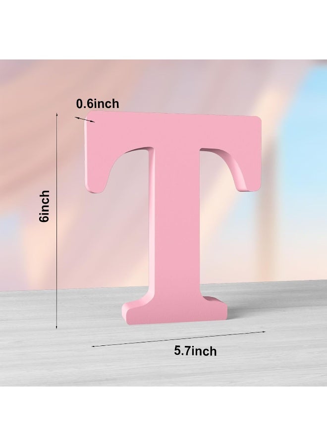 TPGP 6 Inch Pink Wood Letter T For Wall Decor - Image 2