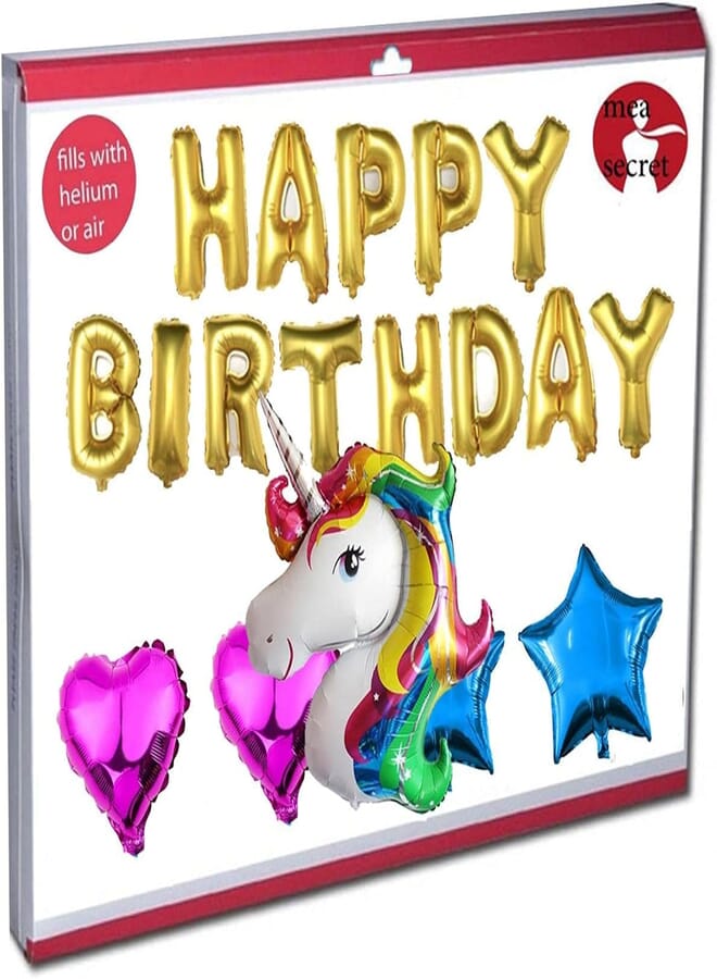 secret happy birthday balloon - unicorn balloon