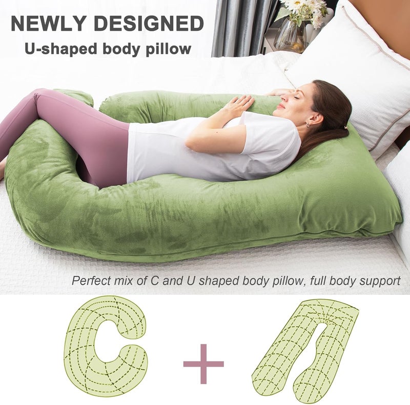 TaiBest Shredded Memory Foam Pregnancy Pillow for Sleeping, Maternity Pillow for Pregnant Women, Abdominal Support, U Shaped Full Body (Memory Foam, Green) - Image 5