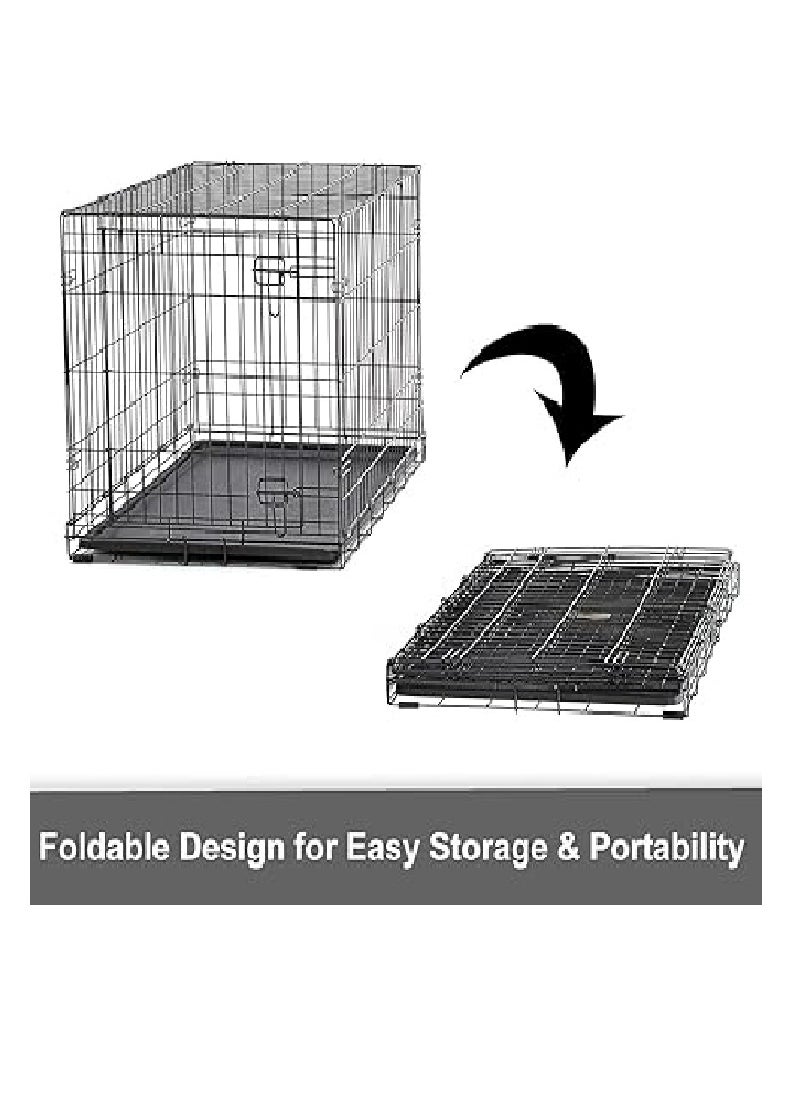 Generic - Pet Cage for Small Medium Dogs with Single Door, Bars, Base Tray and Metal Barrier, Portable and Foldable, Indoor, Outdoor and Travel (M) - Image 1