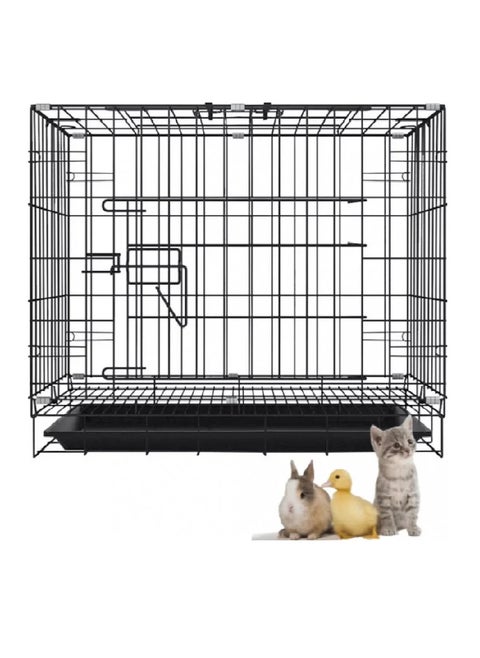 Pet Cage for Small Medium Dogs with Single Door, Bars, Base Tray and Metal Barrier, Portable and Foldable, Indoor, Outdoor and Travel (M)