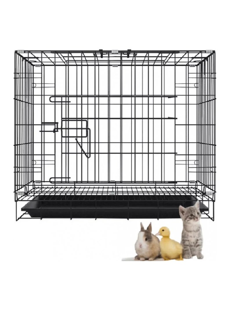 Generic - Pet Cage for Small Medium Dogs with Single Door, Bars, Base Tray and Metal Barrier, Portable and Foldable, Indoor, Outdoor and Travel (M) - Image 1