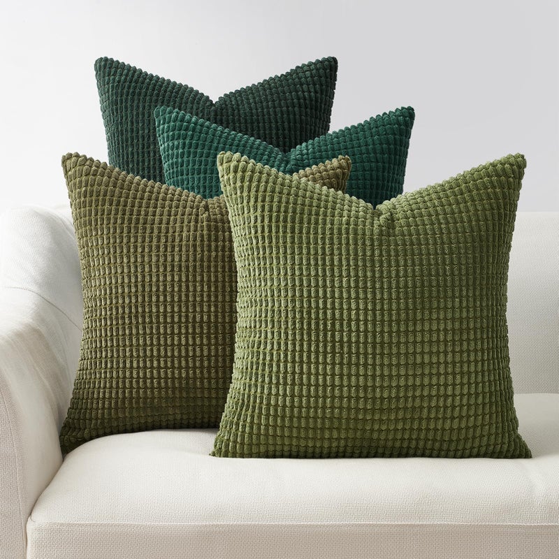 Topfinel Throw Pillows Covers for Couch Living Room DecorGreen Christmas Holiday 4 Pack Toss Cushion CaseVintage Fluffy Large Bedroom Shams 18x18 Inch Set of 445cm - Image 2
